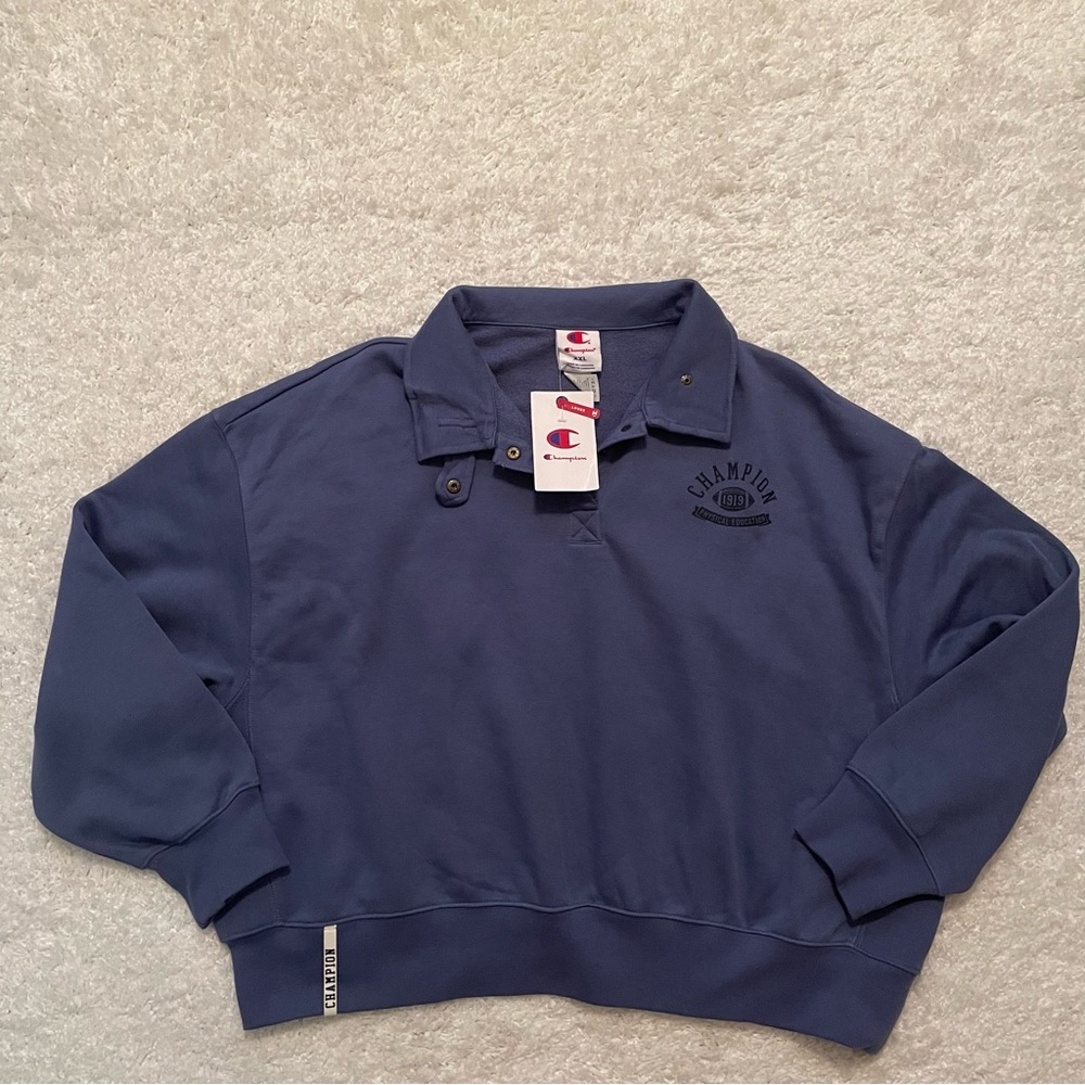 Champion Women's Long Sleeve Fleece 1/4 Snap Cropped Pullover size XXL NWT